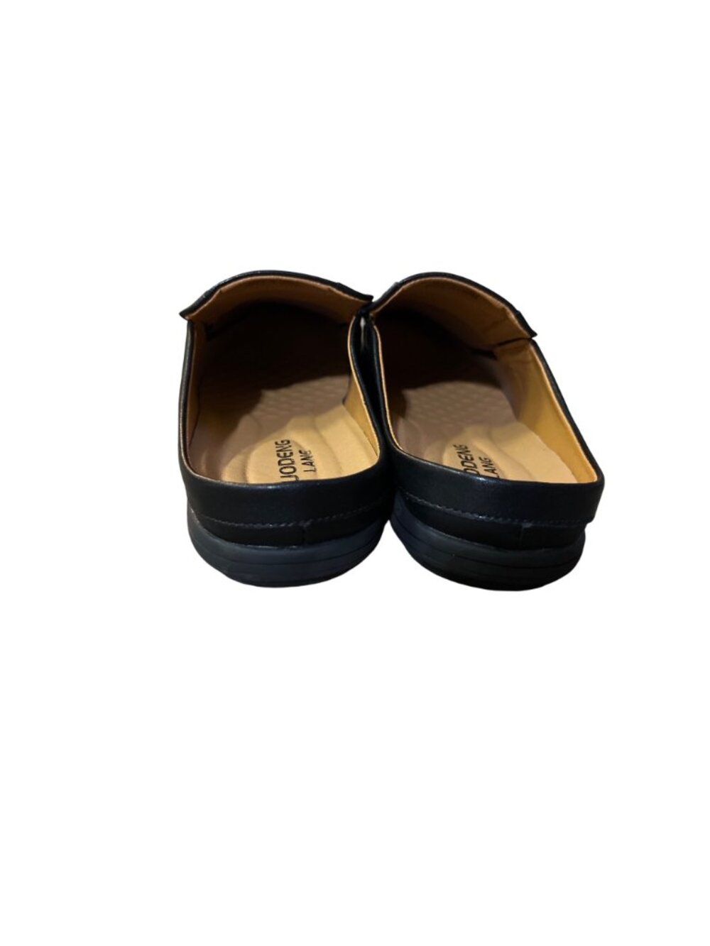 Luodenglang Mens 10 Black Leather Slip On Loafers Comfort Mule Used House Shoes - Picture 5 of 11